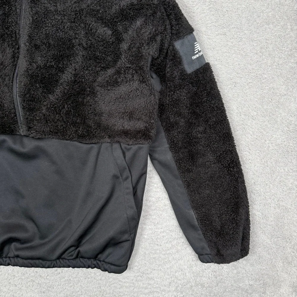 New Balance Mens Black Sherpa Fleece Half Zip Pullover‎ Hybrid Jacket Large